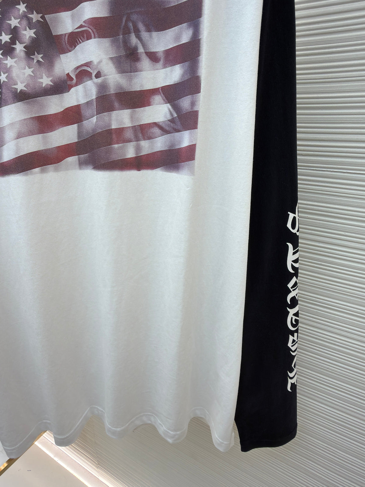 Black Cotton Flag Print Long-Sleeve - Men's