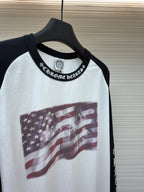 Black Cotton Flag Print Long-Sleeve - Men's
