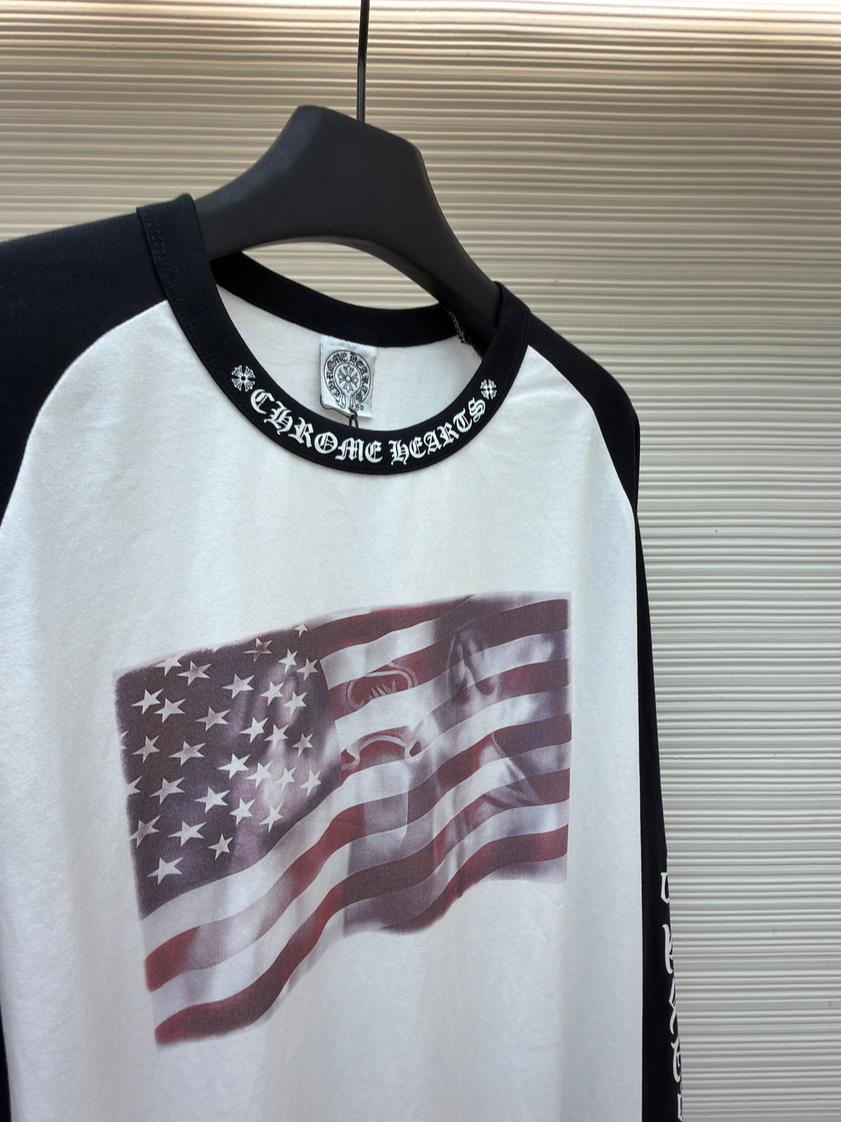Black Cotton Flag Print Long-Sleeve - Men's