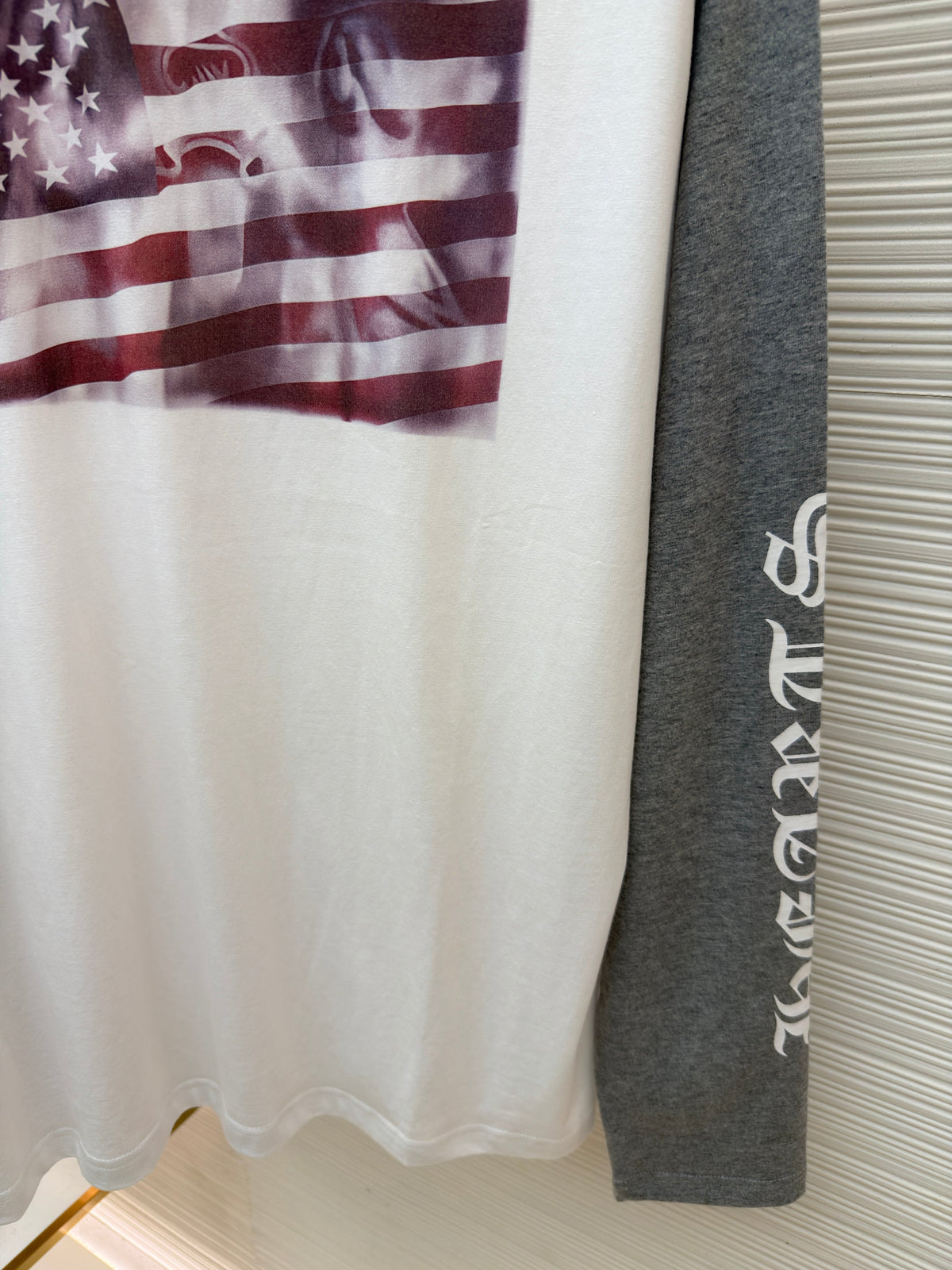 Black Cotton Flag Print Long-Sleeve - Men's