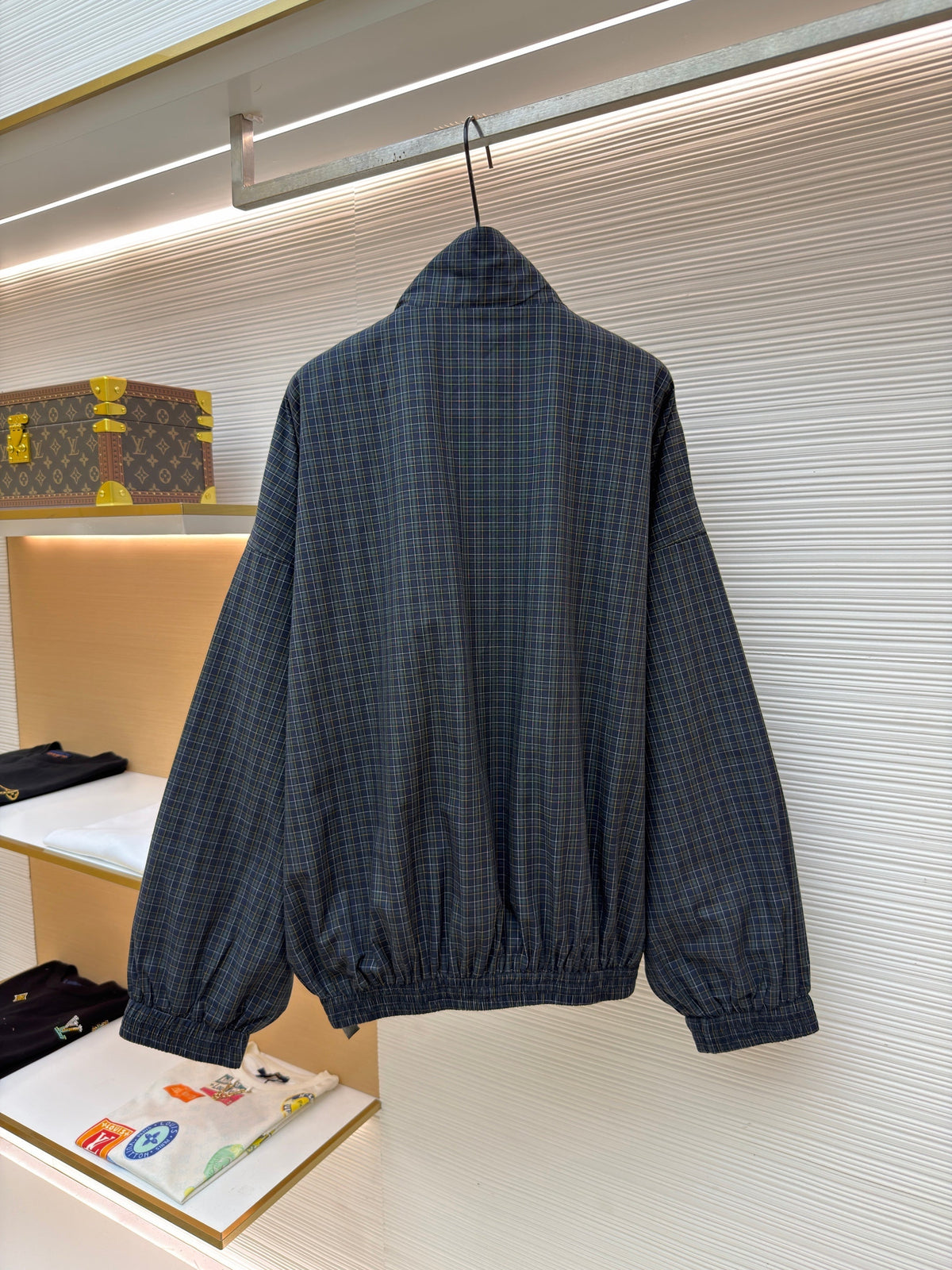 Navy Cotton Check Overshirt - Men's