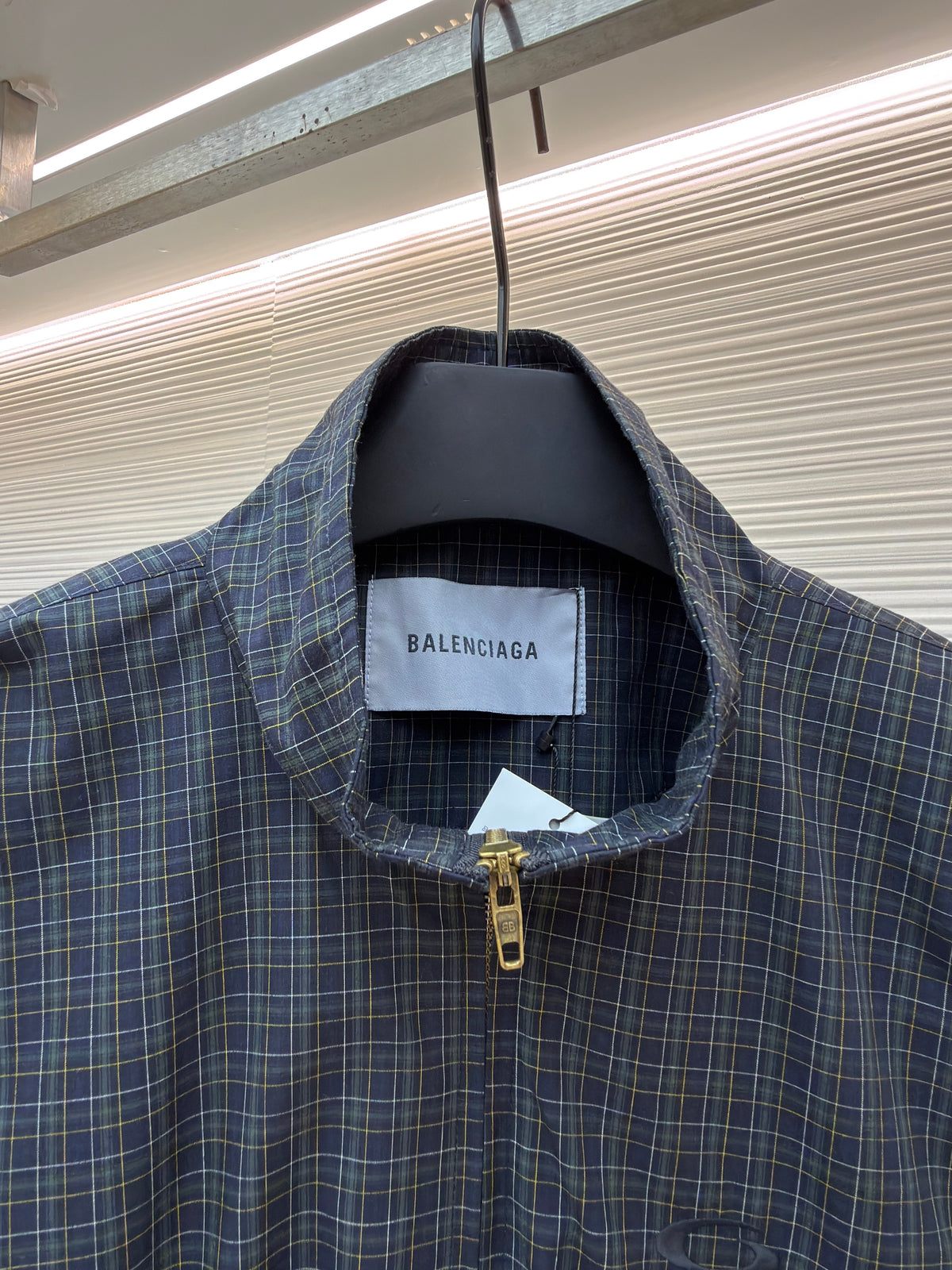 Navy Cotton Check Overshirt - Men's