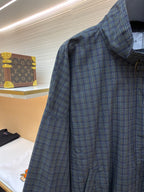 Navy Cotton Check Overshirt - Men's