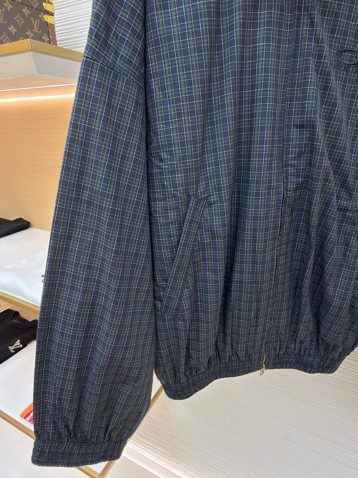 Navy Cotton Check Overshirt - Men's