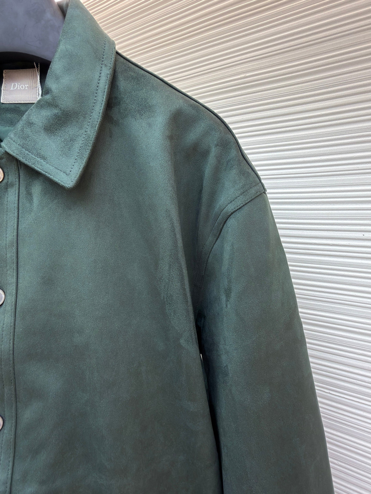 Green Leather Plain Shirt Jacket - Men's