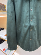 Green Leather Plain Shirt Jacket - Men's