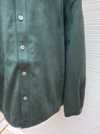 Green Leather Plain Shirt Jacket - Men's
