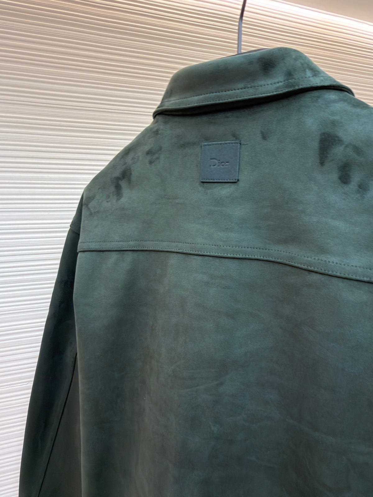 Green Leather Plain Shirt Jacket - Men's