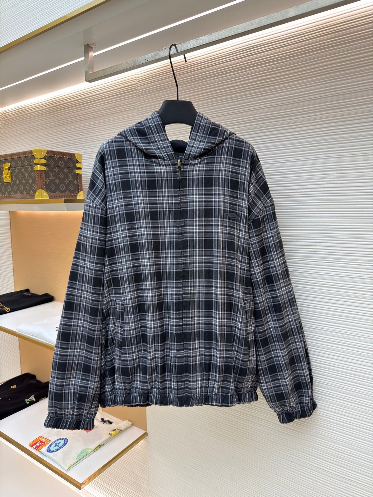 Black Flannel Check Overshirt - Men's
