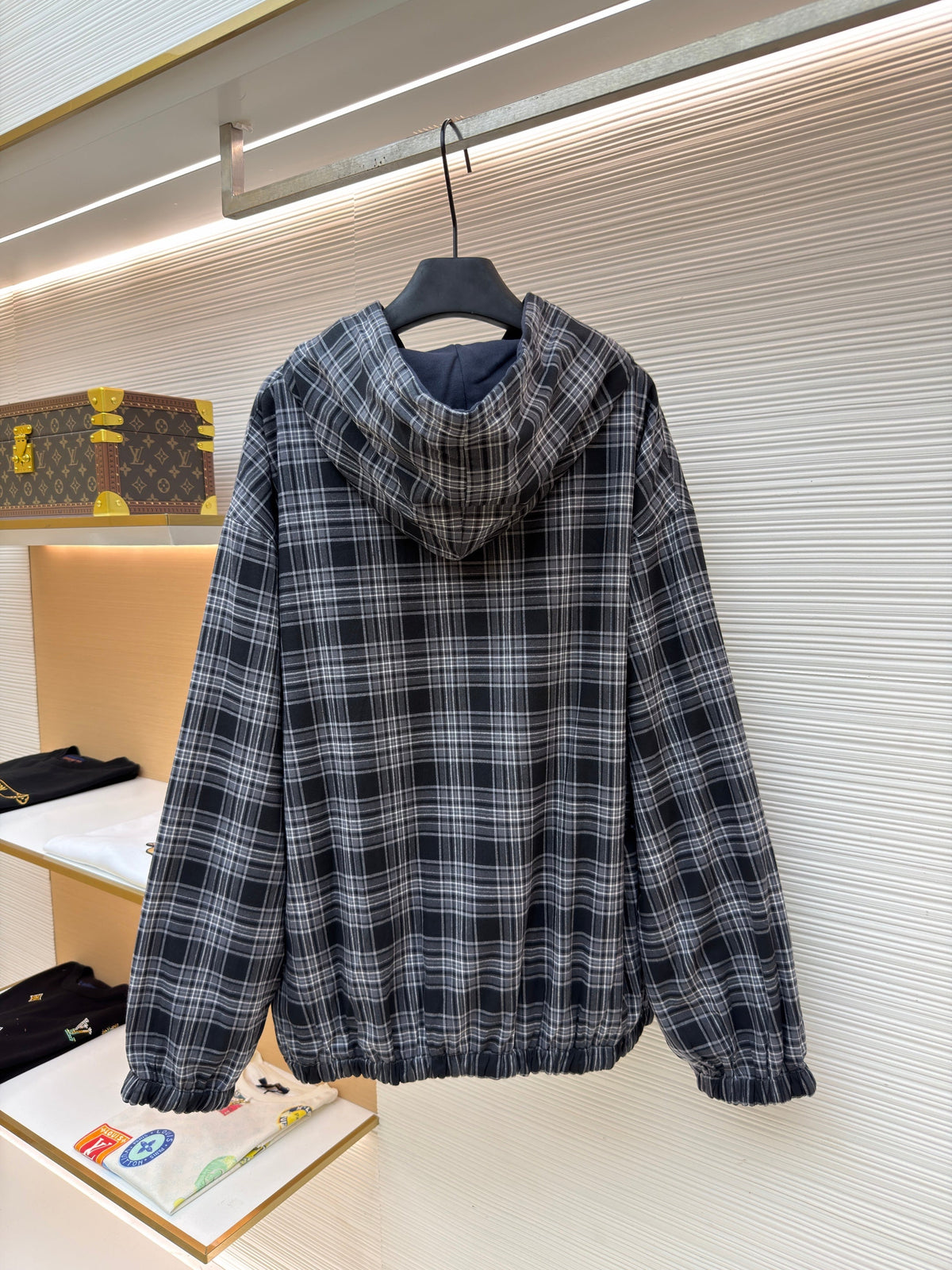 Black Flannel Check Overshirt - Men's