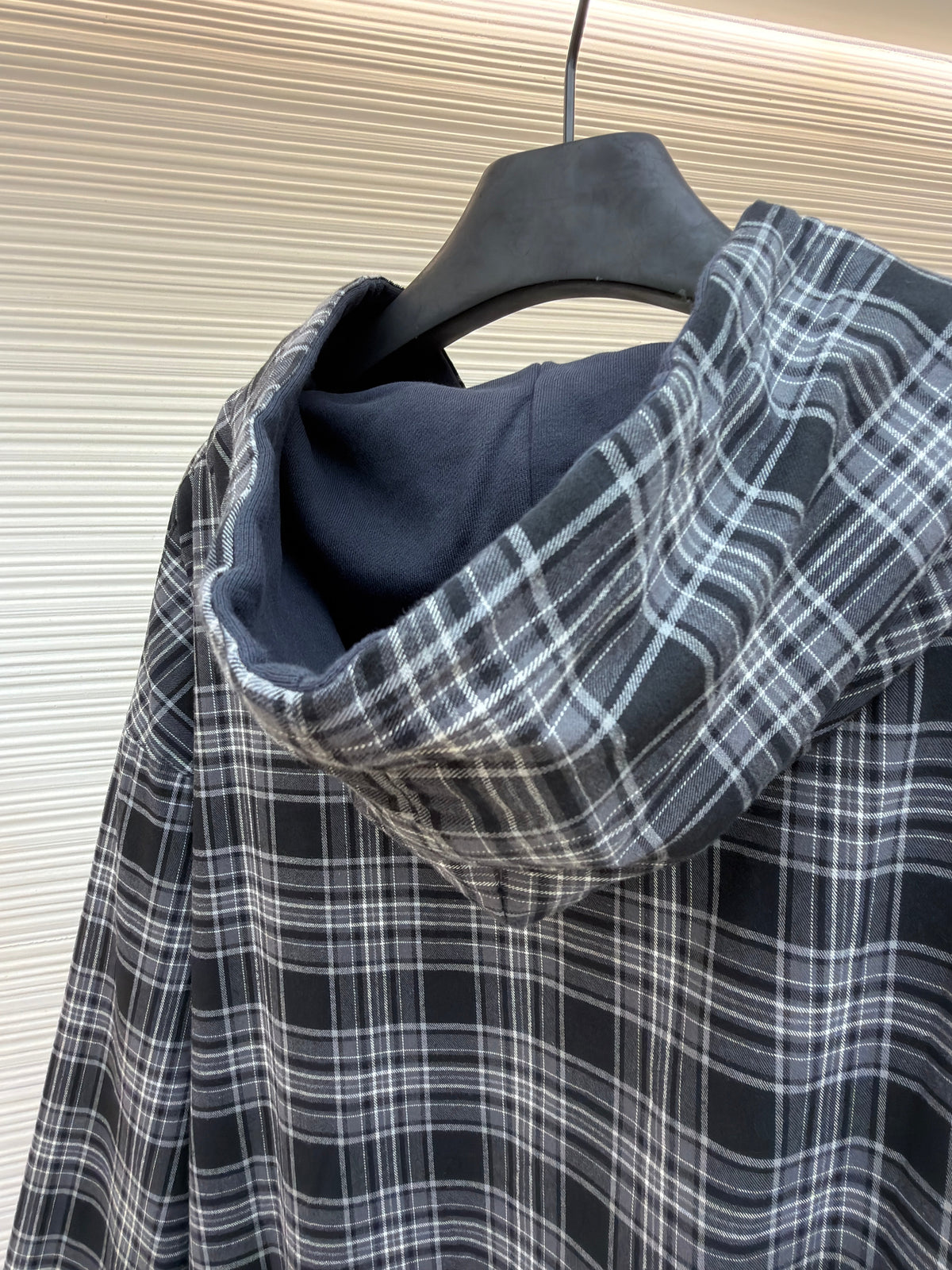 Black Flannel Check Overshirt - Men's