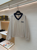 Cream Cotton Contrast Collar Long-Sleeve - Women's