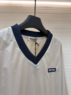 Cream Cotton Contrast Collar Long-Sleeve - Women's