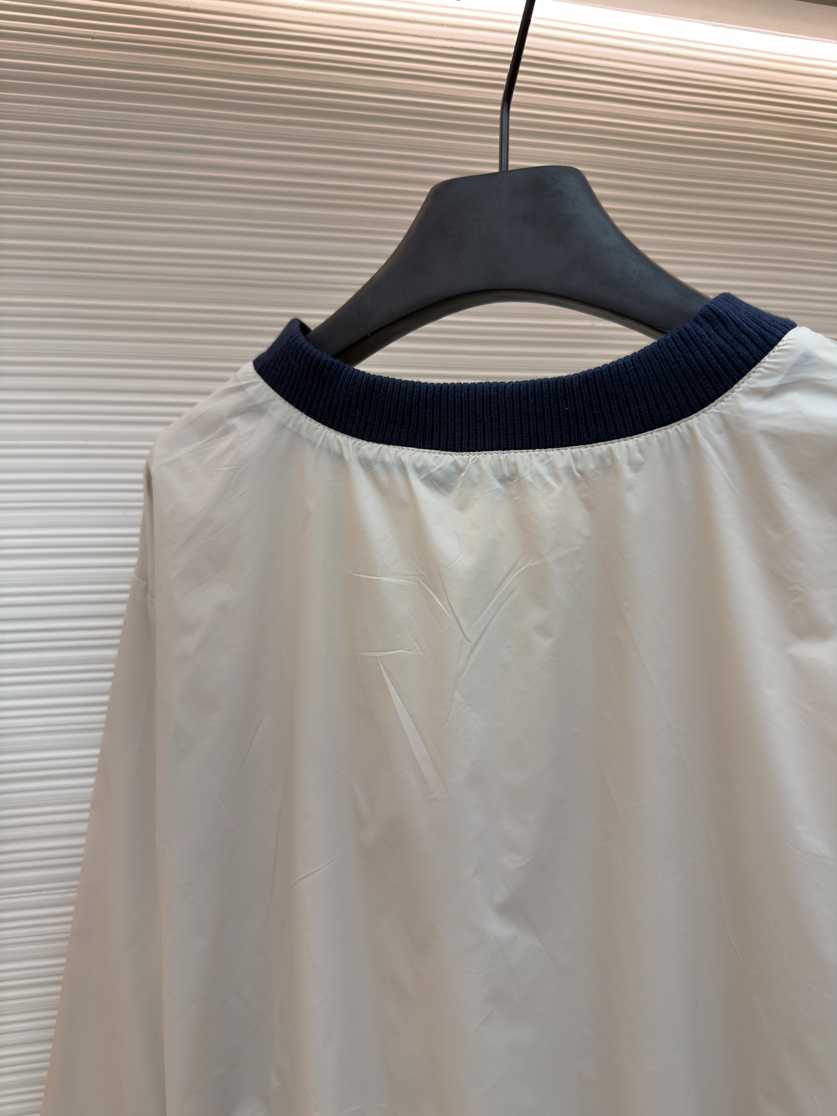 Cream Cotton Contrast Collar Long-Sleeve - Women's