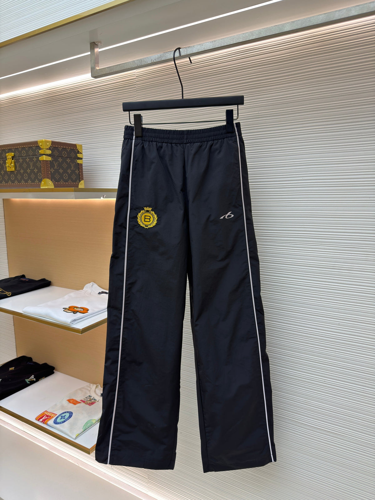 Piped Track Navy Trousers - Men's