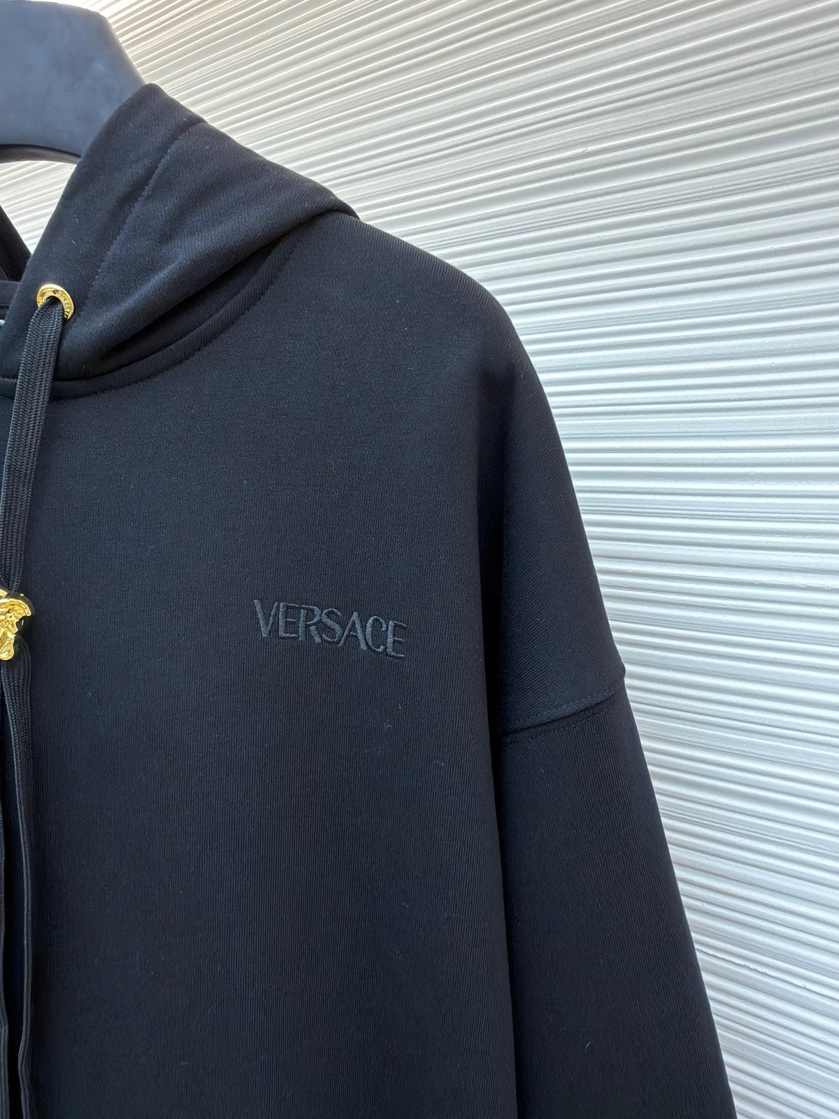 Black Cotton Plain Pullover - Men's