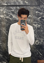 White Cotton Arch Text Long-Sleeve - Men's