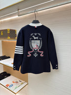Navy Wool Contrast Trim Cardigan - Men's