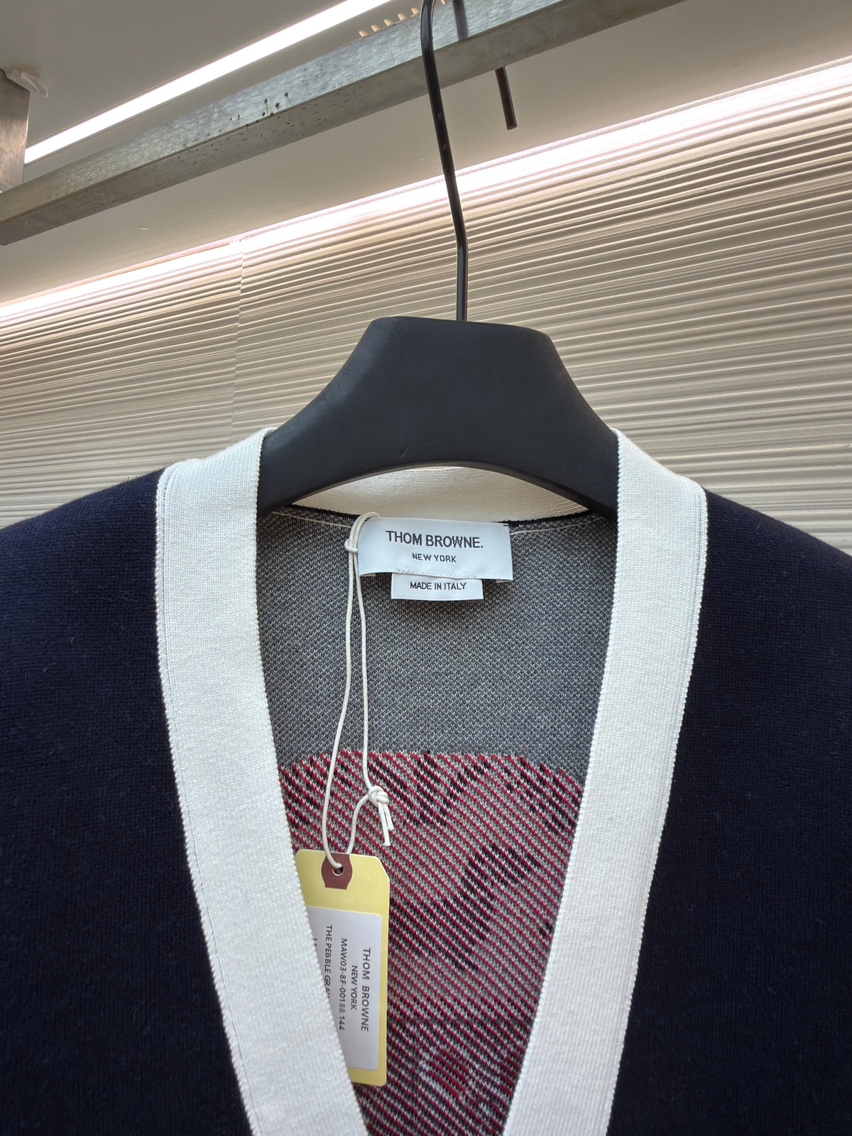 Navy Wool Contrast Trim Cardigan - Men's