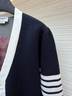 Navy Wool Contrast Trim Cardigan - Men's