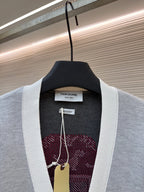 Navy Wool Contrast Trim Cardigan - Men's