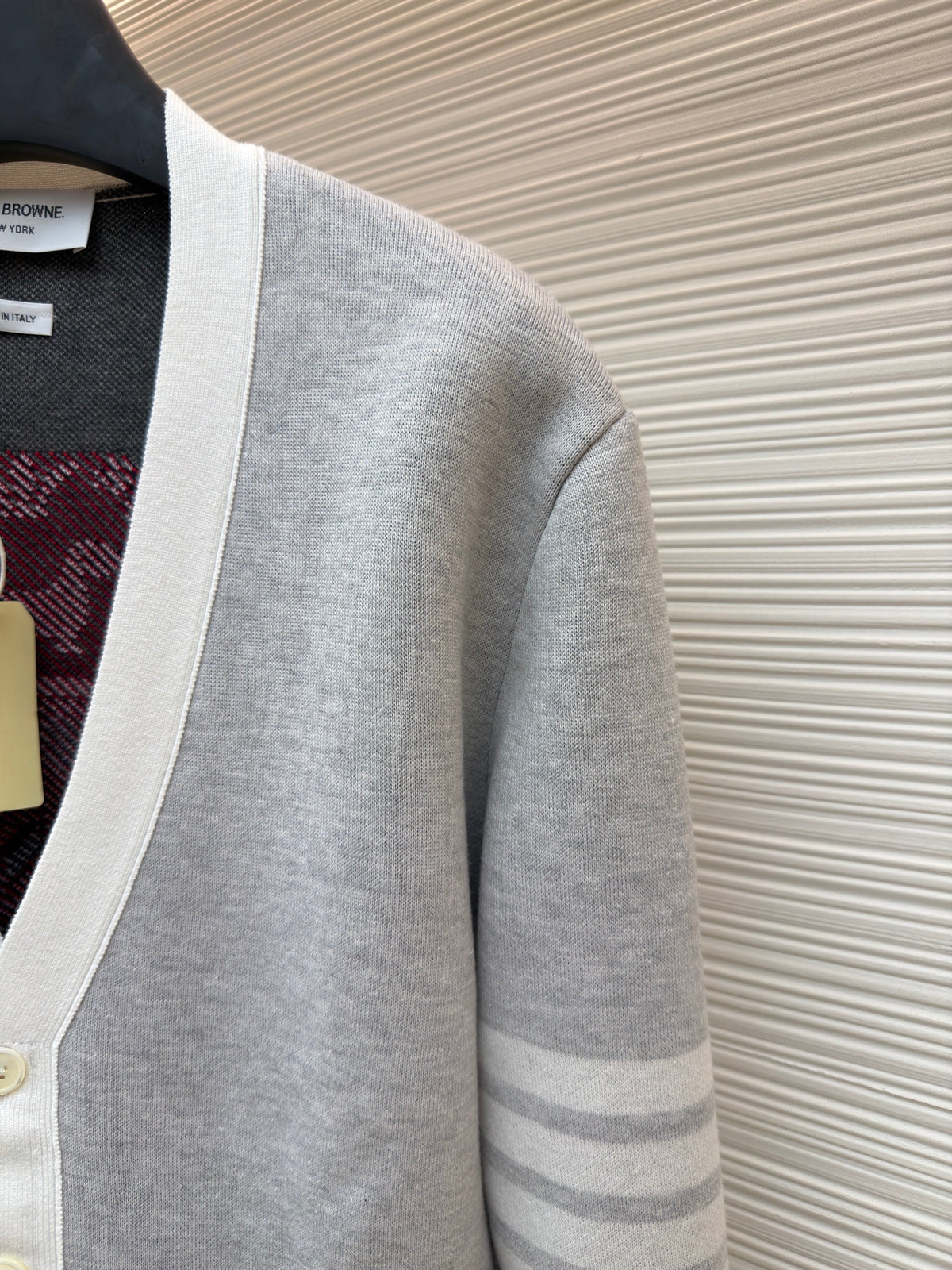 Navy Wool Contrast Trim Cardigan - Men's