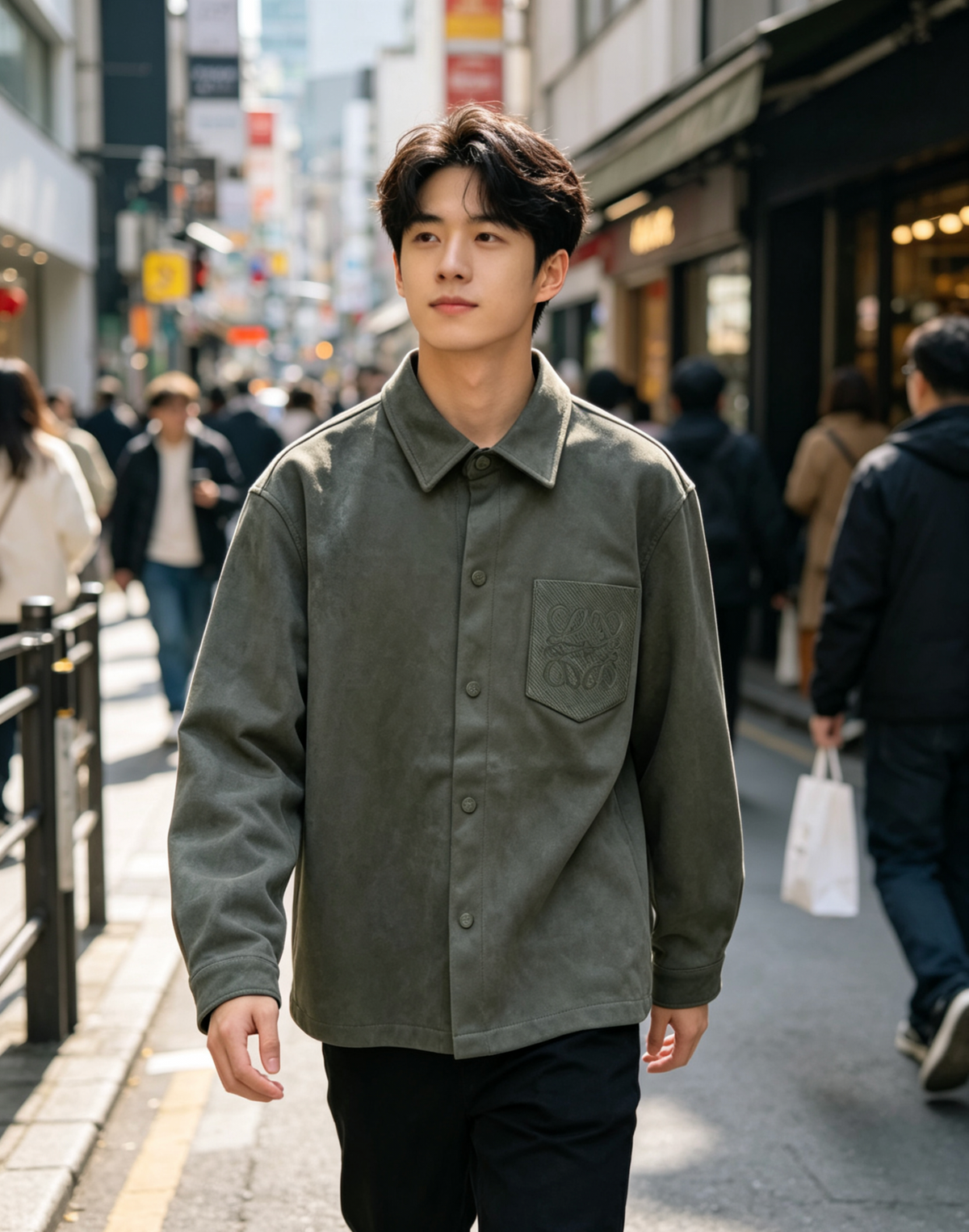 Grey Cotton Pocket Overshirt - Men's
