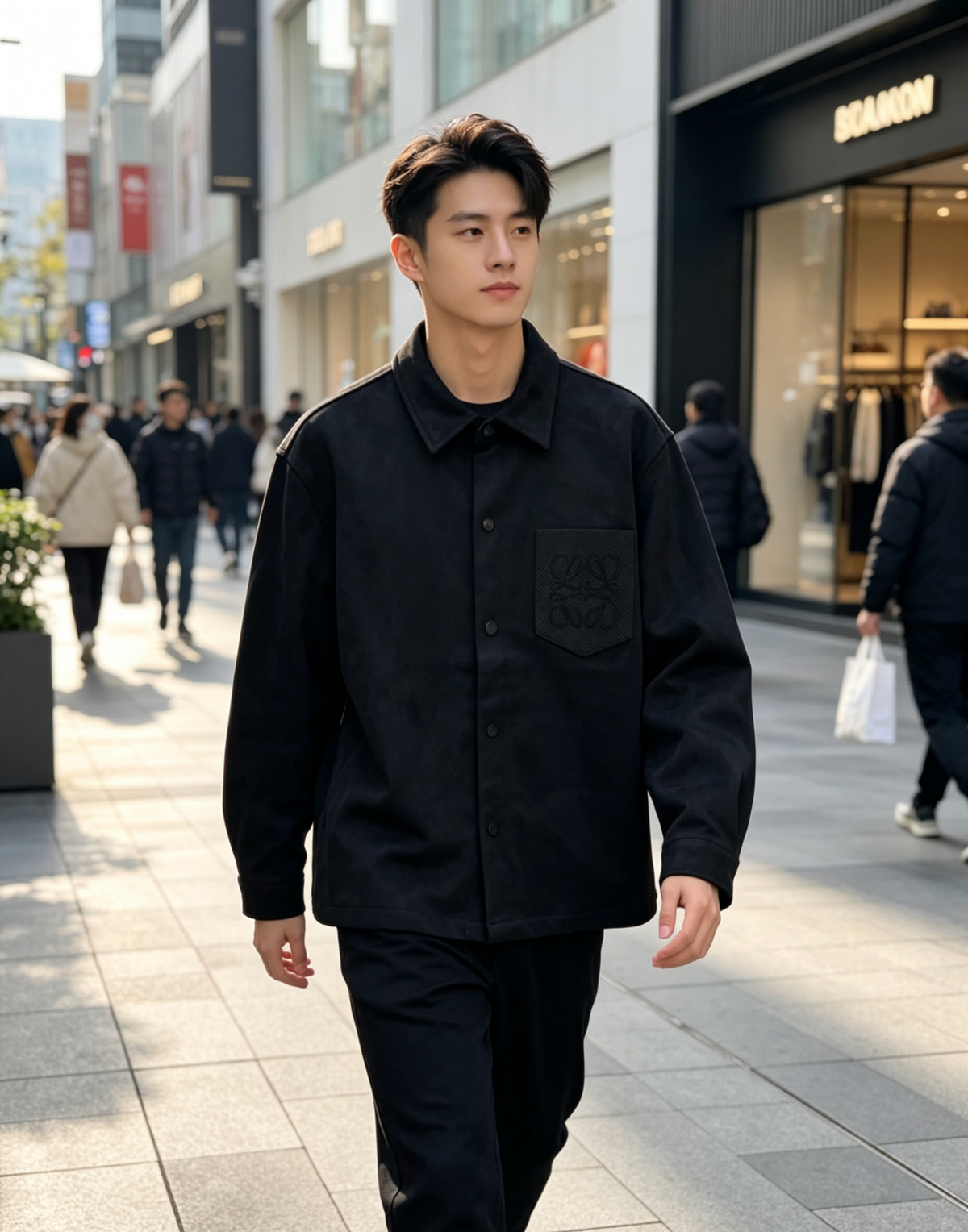 Grey Cotton Pocket Overshirt - Men's