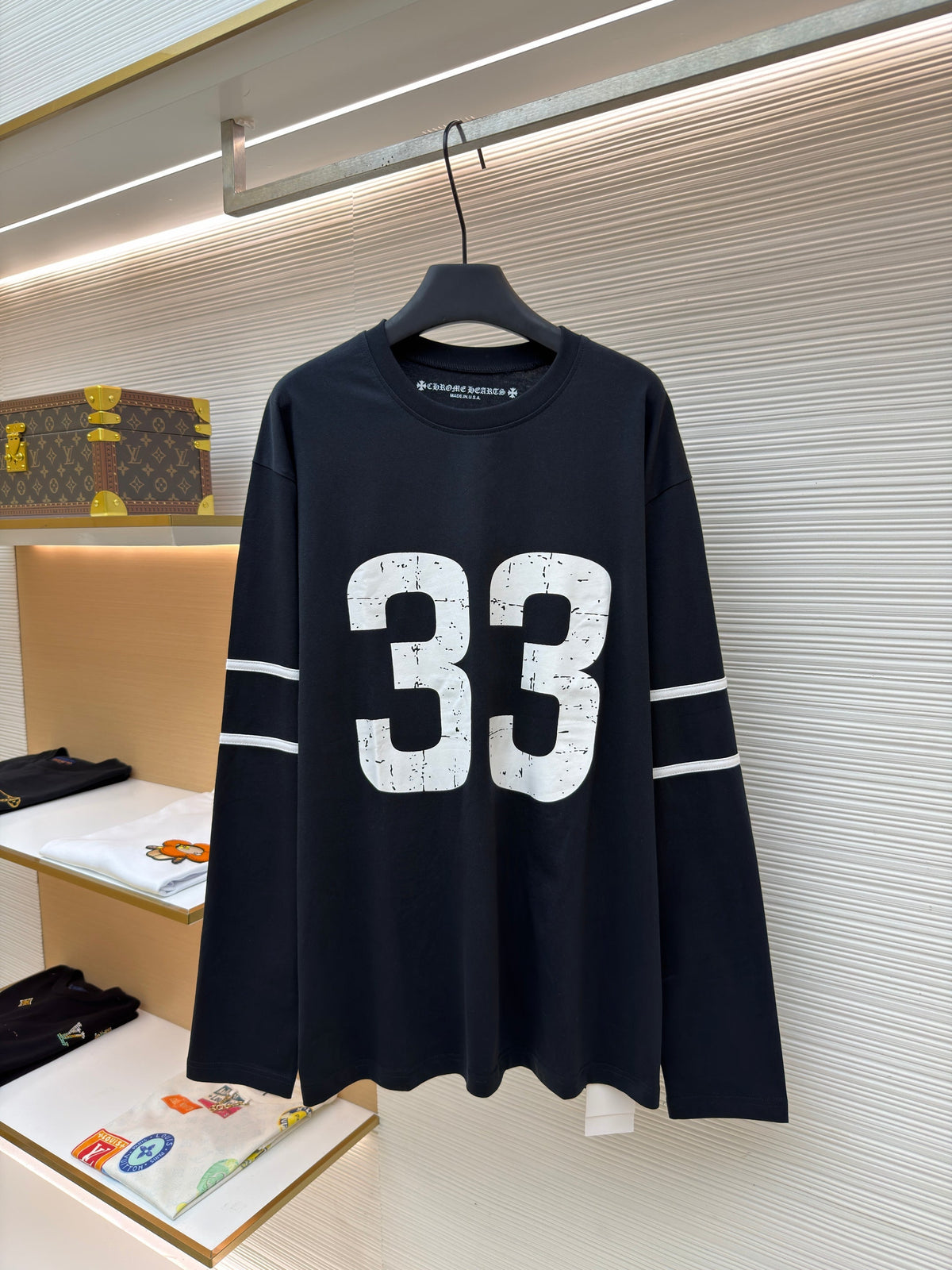 Navy Jersey Varsity Numeral Long-Sleeve - Men's