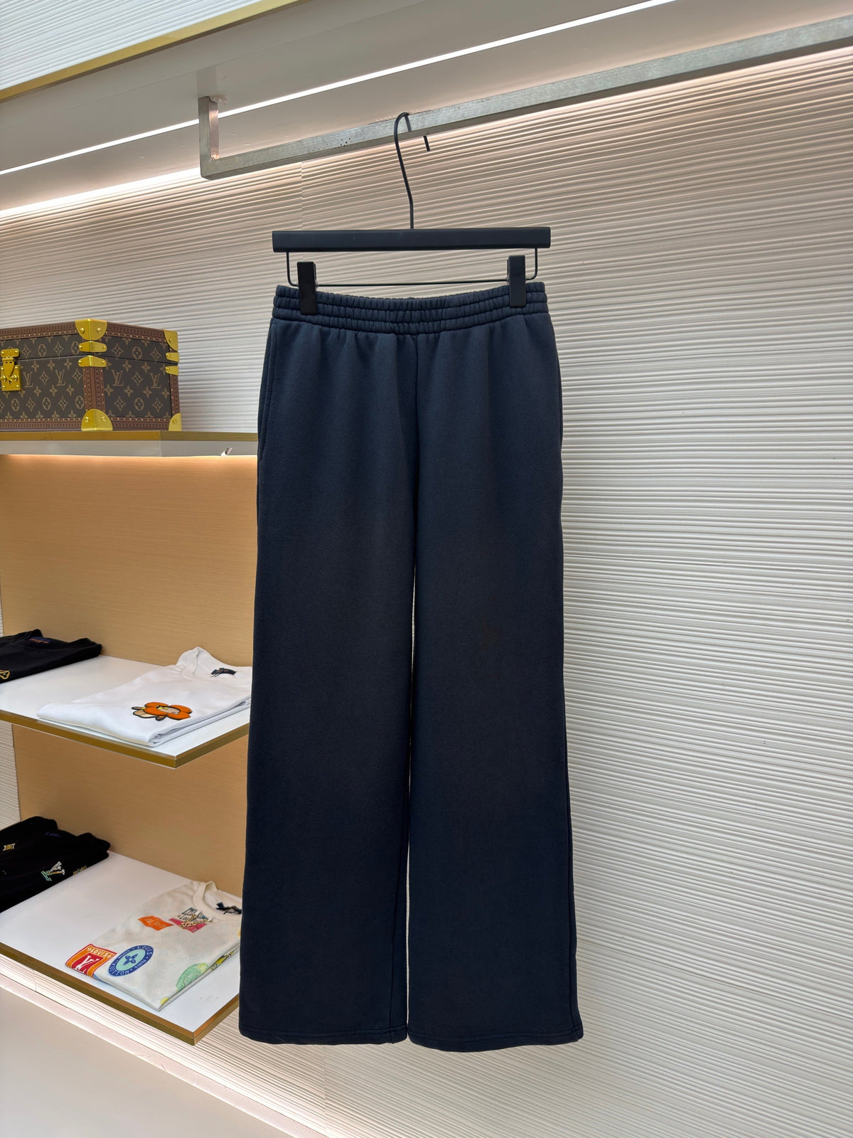 Black Cotton Plain Wide-Leg - Men's