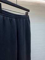 Black Cotton Plain Wide-Leg - Men's