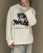 Navy Cotton Graffiti Print Long-Sleeve - Men's