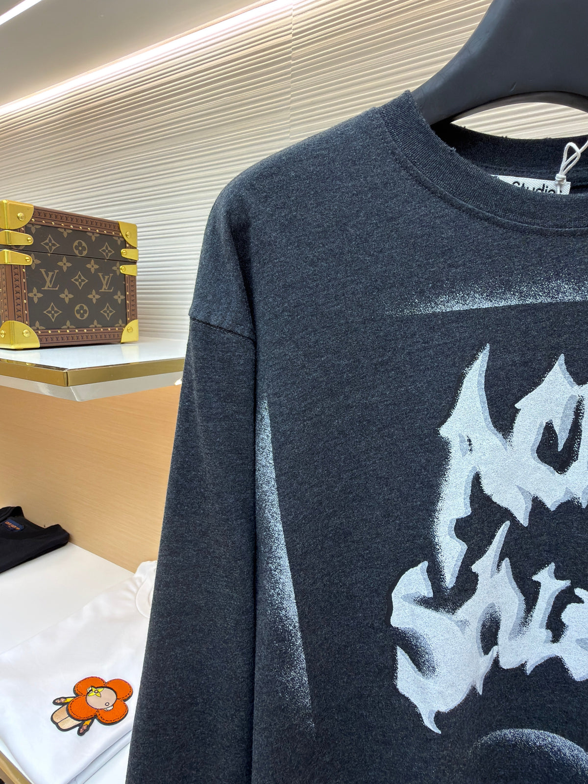 Navy Cotton Graffiti Print Long-Sleeve - Men's