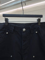 Black Cotton Studded Cargo - Women's