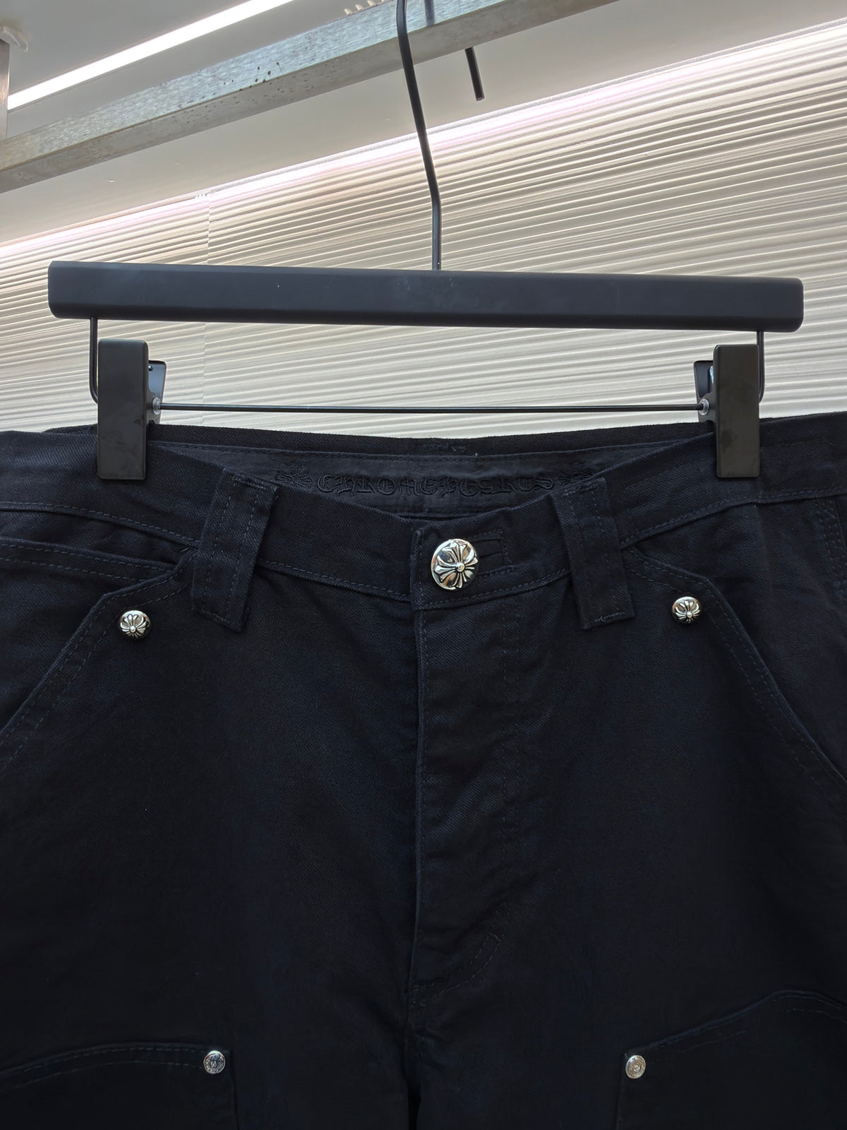 Black Cotton Studded Cargo - Women's