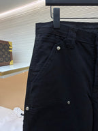 Black Cotton Studded Cargo - Women's