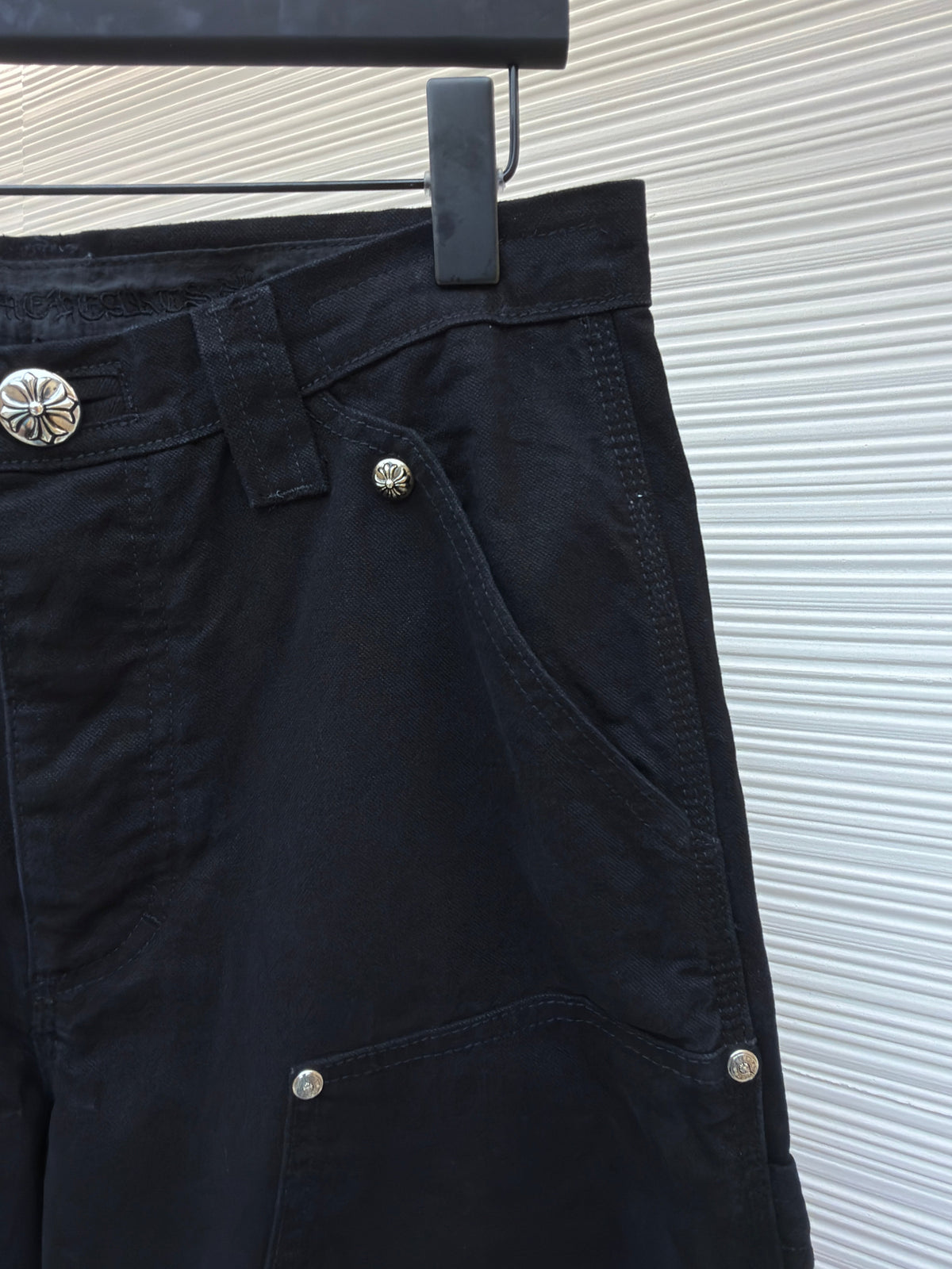Black Cotton Studded Cargo - Women's