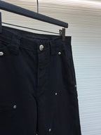 Black Cotton Studded Cargo - Women's
