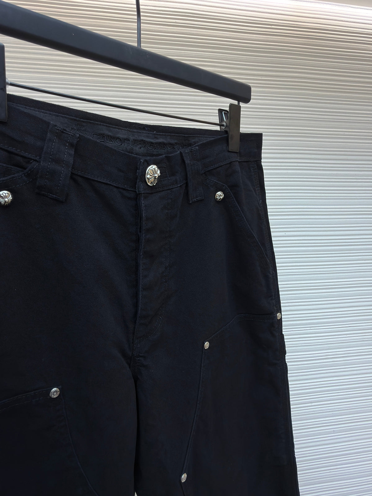 Black Cotton Studded Cargo - Women's