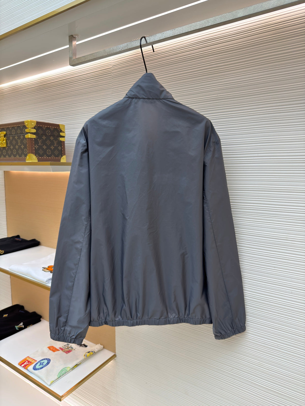 Grey Nylon Plain Blouson - Men's