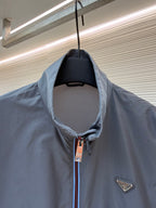 Grey Nylon Plain Blouson - Men's