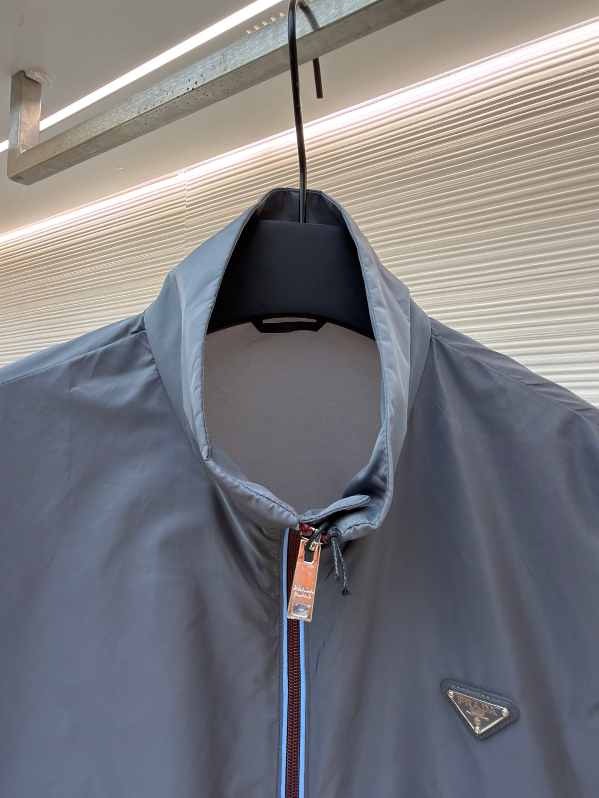 Grey Nylon Plain Blouson - Men's