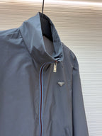 Grey Nylon Plain Blouson - Men's