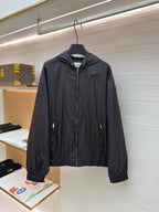 Black Nylon Plain Bomber - Men's
