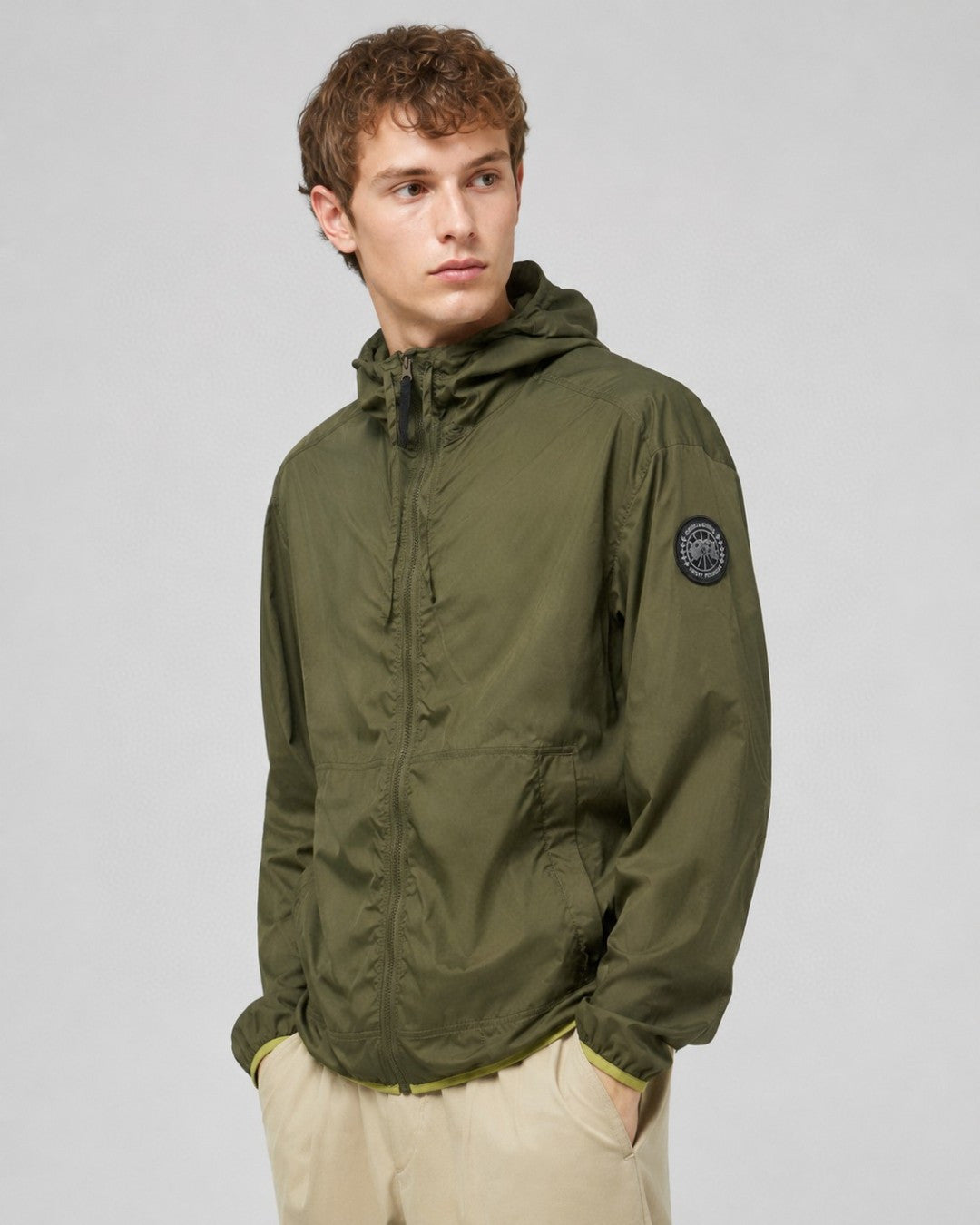 Black Nylon Patch Hooded - Men's