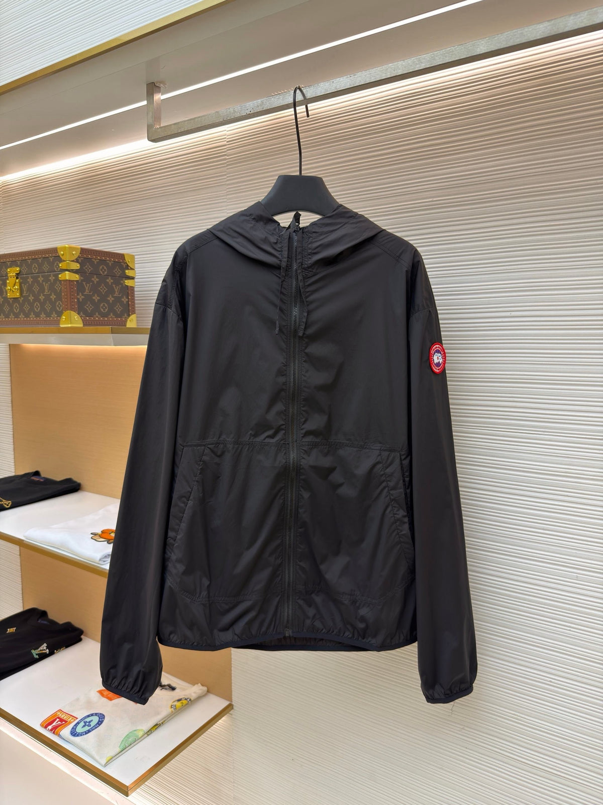 Black Nylon Patch Hooded - Men's