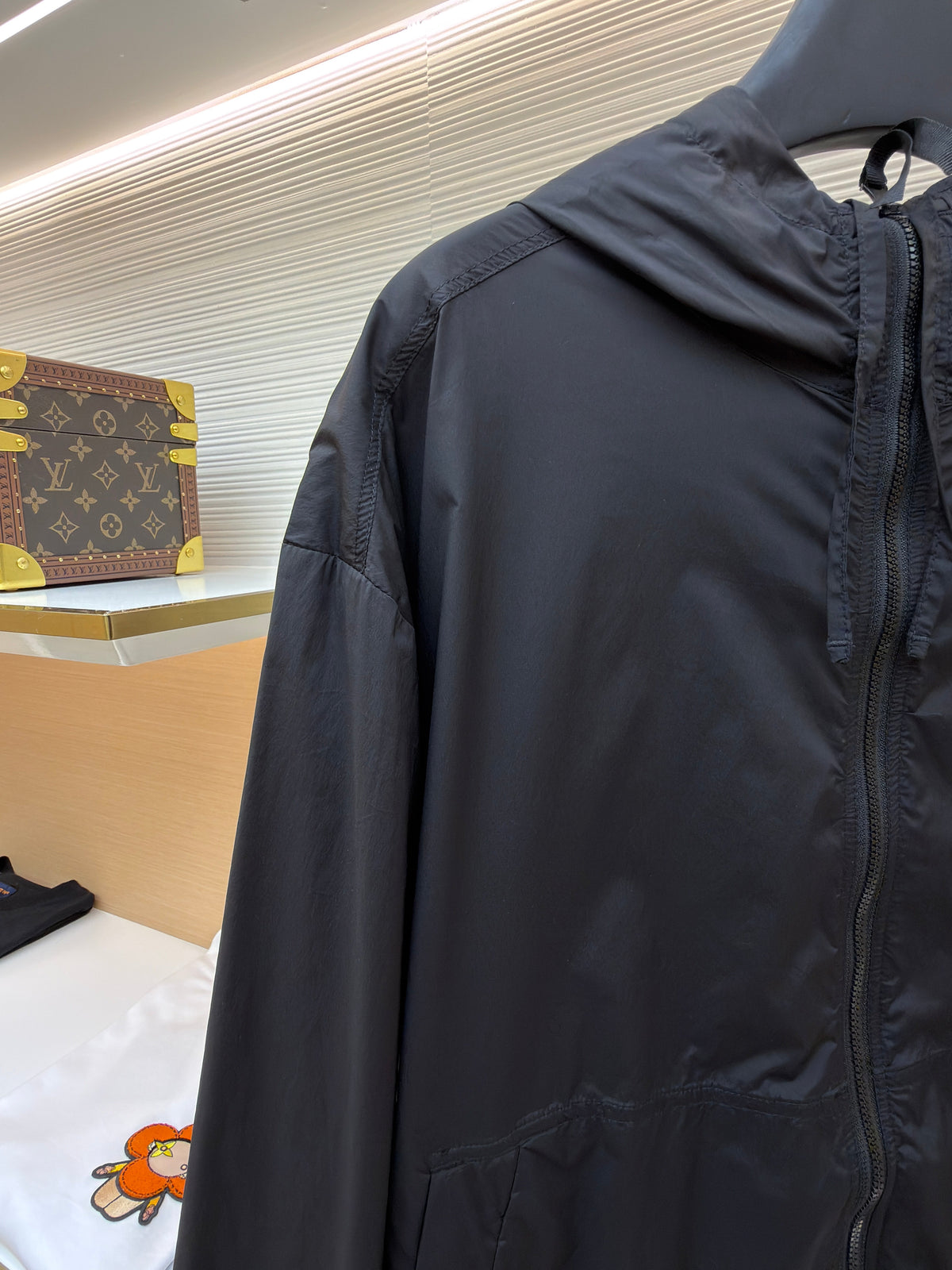 Black Nylon Patch Hooded - Men's