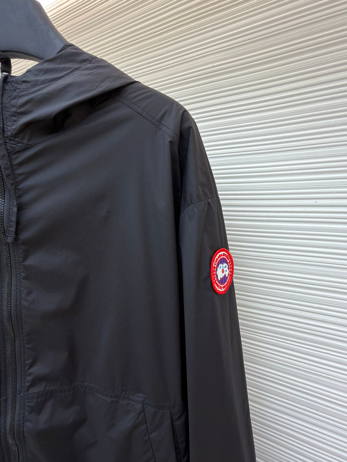 Black Nylon Patch Hooded - Men's