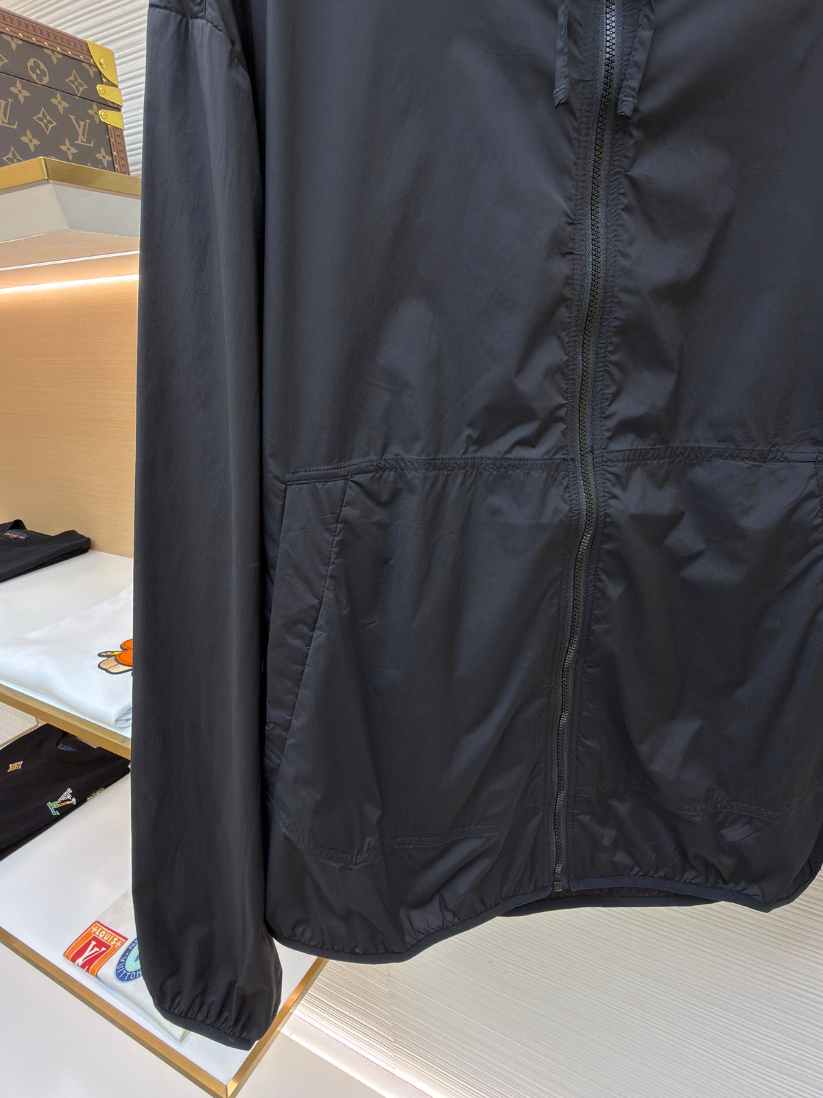 Black Nylon Patch Hooded - Men's