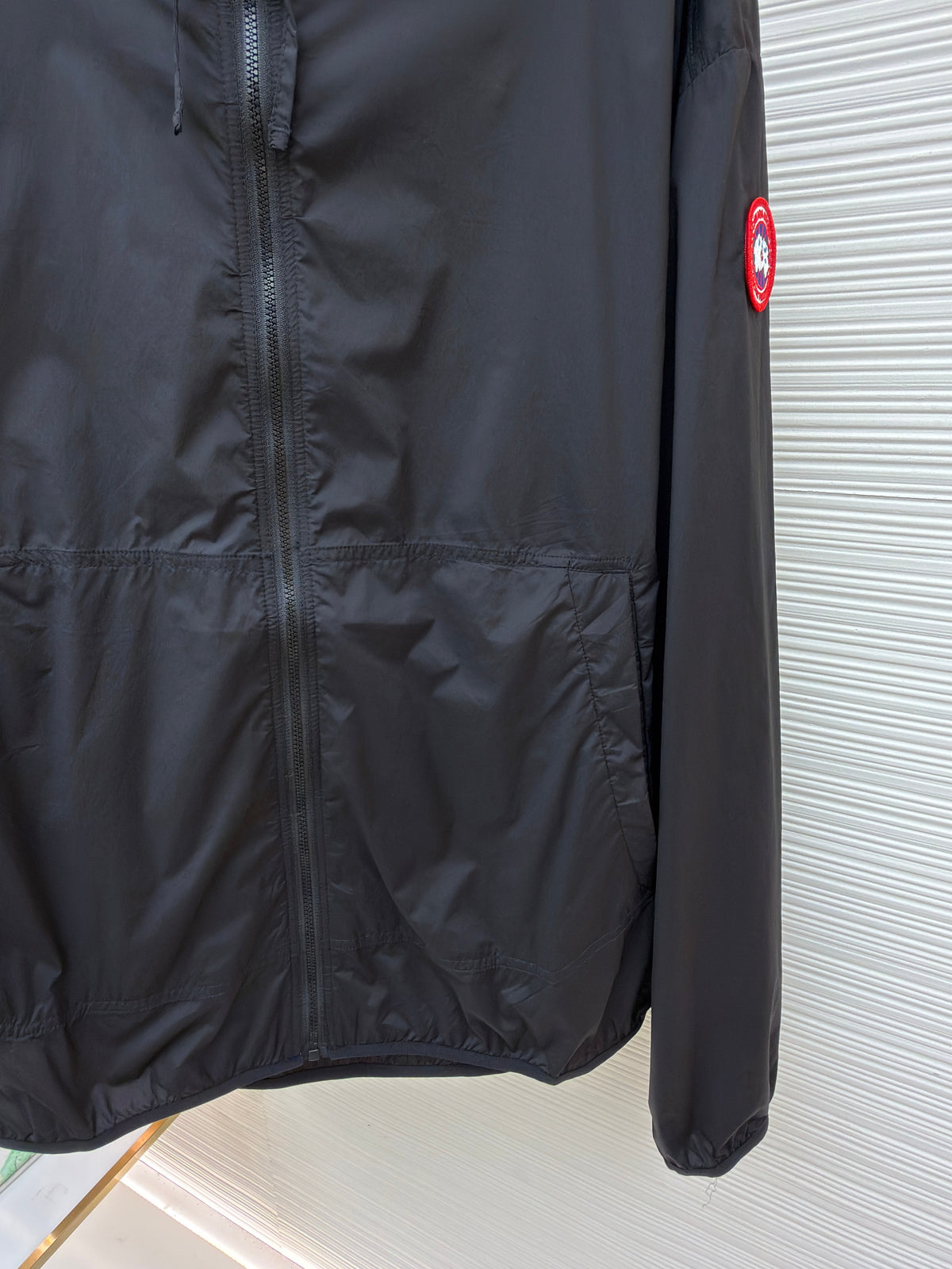 Black Nylon Patch Hooded - Men's